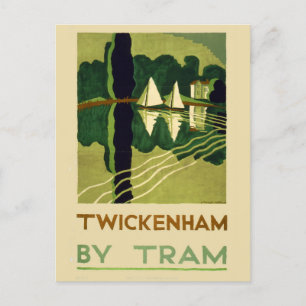 Vintag Twickenham England Tram Travel Postkarte