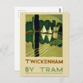 Vintag Twickenham England Tram Travel Postkarte (Vorne/Hinten)