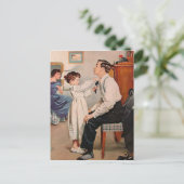 Vintag Tying Daddys Krawatte Postkarte (Stehend Vorderseite)