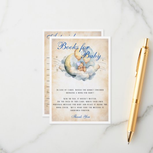 Vintag über dem Mond Bücher für Baby Begleitkarte (Vorderseite/Rückseite Beispiel)