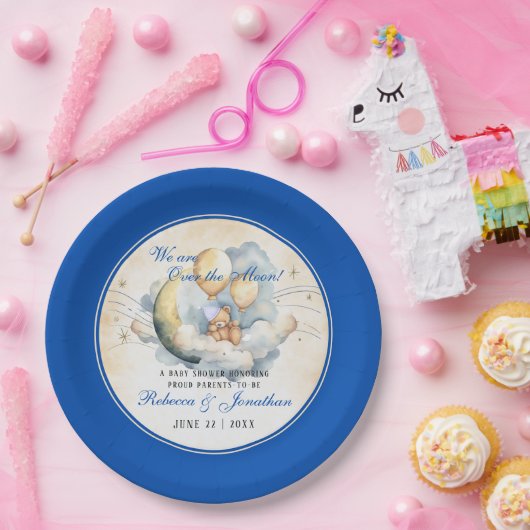 Vintag über der Mond Babydusche Pappteller (Party)