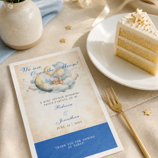 Vintag über der Mond Babydusche Serviette