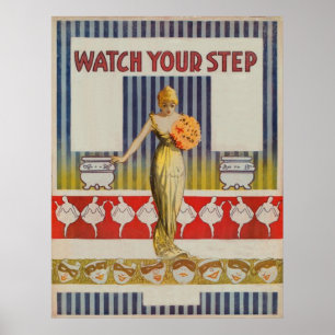 Vintag "Uhr Ihr Schritt-" Plakat