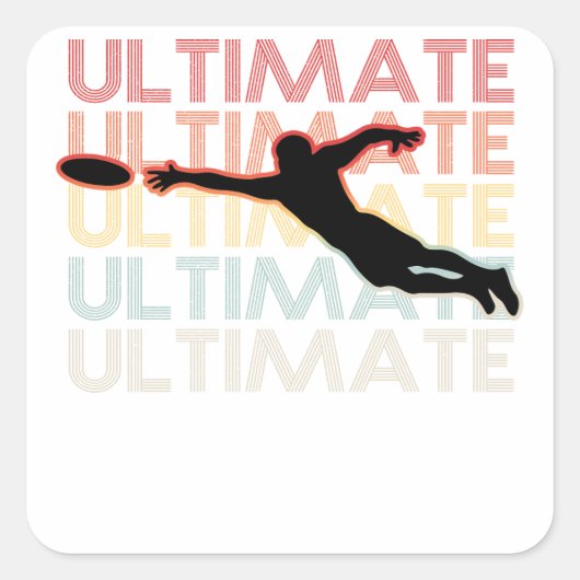 Vintag Ultimate Frisbee Sport Retro Quadratischer Aufkleber (Vorderseite)