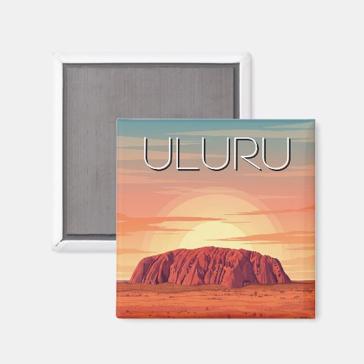 Vintag Uluru Australia Sunset Magnet (Vorderseite/Rückseite)