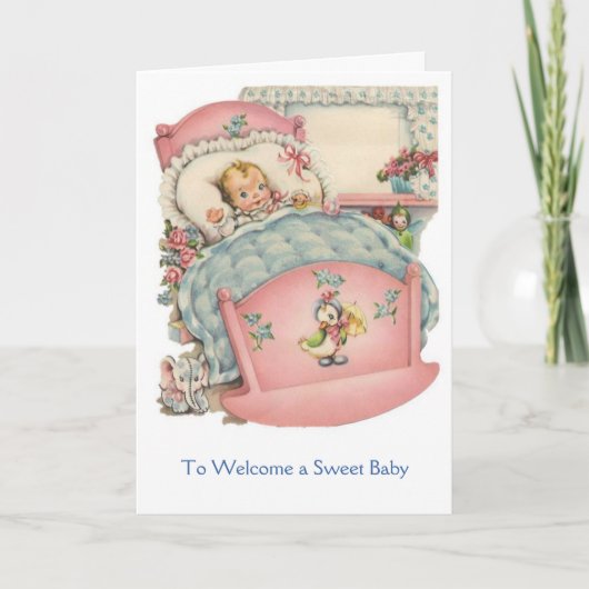 Vintag - um ein süßes Baby zu begrüßen, Karte (Vorderseite)