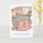 Vintag - um ein süßes Baby zu begrüßen, Karte (Gelbe Blume)