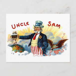 Vintag Uncle Sam Cigar Box Label 4. Juli Postkarte