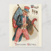 Vintag Uncle Sam Erntedank Greetings Postkarte (Vorderseite)
