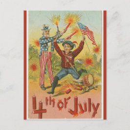 Vintag Uncle Sam Fireworks Amerikanische Unabhängi Postkarte