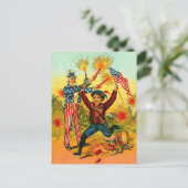 Vintag Uncle Sam Fireworks Postkarte (Stehend Vorderseite)