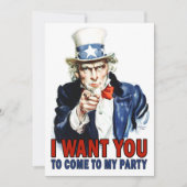 Vintag Uncle Sam - Komm zu meinem Party Einladung (Vorderseite)