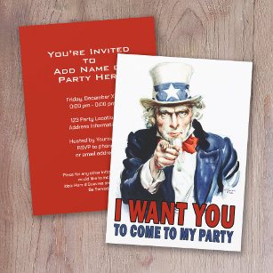 Vintag Uncle Sam - Komm zu meinem Party Einladung