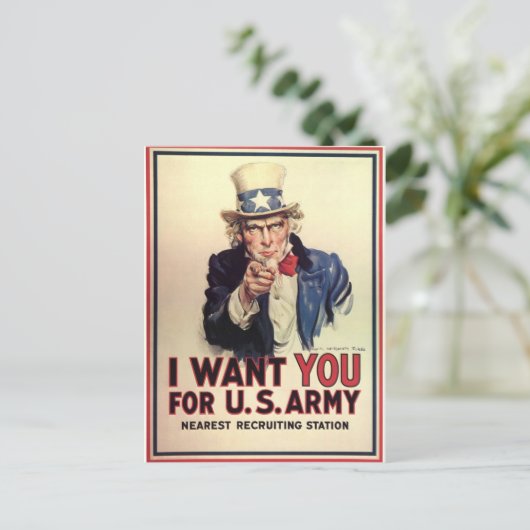 Vintag Uncle Sam Postkarte (Stehend Vorderseite)