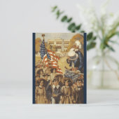 Vintag Uncle Sam und der Patriotische März Postkarte (Stehend Vorderseite)