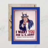 Vintag Uncle Sam War Postcard Postkarte (Vorne/Hinten)