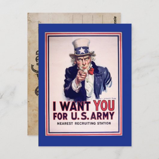 Vintag Uncle Sam War Postcard Postkarte (Vorne/Hinten)