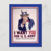 Vintag Uncle Sam War Postcard Postkarte (Vorderseite)