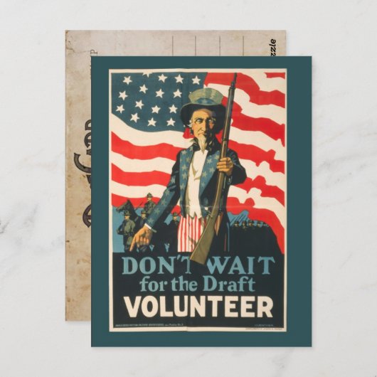 Vintag Uncle Sam War Postcard Postkarte (Vorne/Hinten)