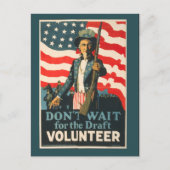 Vintag Uncle Sam War Postcard Postkarte (Vorderseite)