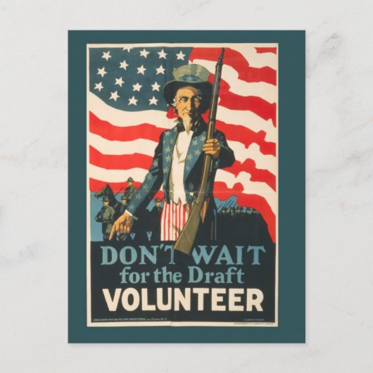 Vintag Uncle Sam War Postcard Postkarte (Vorderseite)