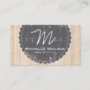 Vintag und Holz mit Monogramm-Stylist Visitenkarte