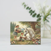 Vintag Unicorn Viktorianisch Postkarte (Stehend Vorderseite)