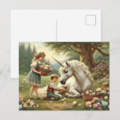Vintag Unicorn Viktorianisch Postkarte (Vorne/Hinten)