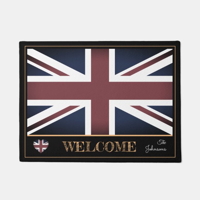 Vintag United Kingdom & British Flag, England Fußmatte (Vorderseite)