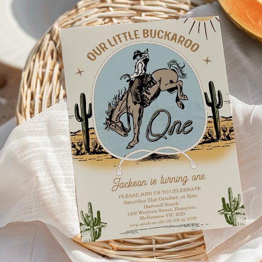Vintag Unser kleiner Buckaroo Western 1. Geburtsta Einladung