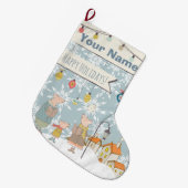 Vintag Urlaub Ihr Name Personalisiert Monogramm Großer Weihnachtsstrumpf (Vorderansicht (hängend))