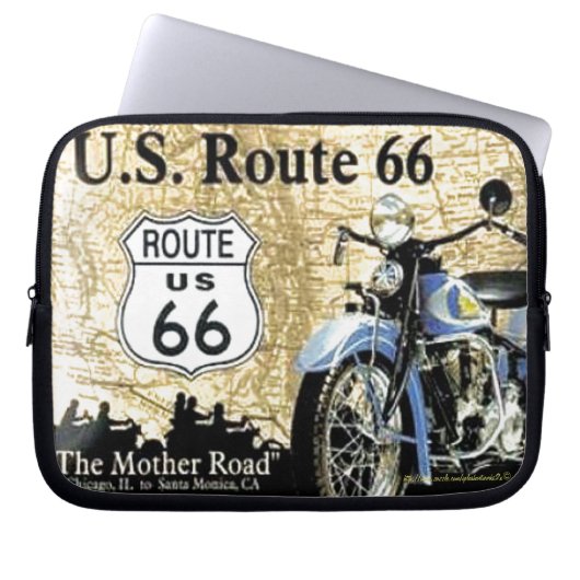 Vintag - US Route 66-Motorrad-Werbung" Laptopschutzhülle (Vorderseite)