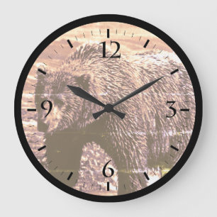 Vintag USA Alaska Braunbär Watch Große Wanduhr