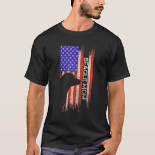 Vintag USA American Flag Beagle Dog Mama Silhouett T-Shirt