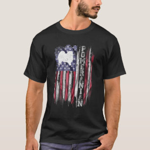 Vintag USA American Flag Liebe Spitz Dog Pom T-Shirt