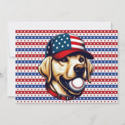 Vintag, USA baseball Labrador Feiertagskarte (Vorderseite)