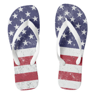 Vintag USA Flag Patrioamerikanisches Red White Blu Badesandalen