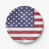 Vintag USA Flag Patrioamerikanisches Red White Blu Pappteller (Vorderseite)
