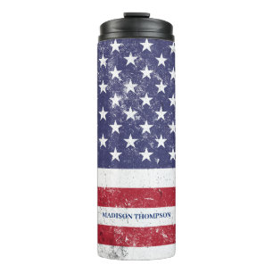 Vintag USA Flag Patrioamerikanisches Red White Blu Thermosbecher