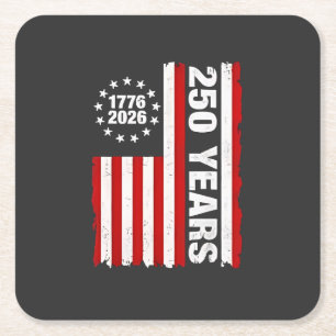 Vintag USA Halbjahrhundert 250 Rechteckiger Pappuntersetzer