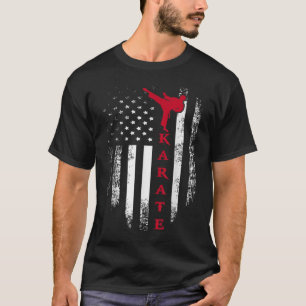 Vintag USA Red White Karate American Flag Cool Gi T-Shirt
