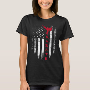 Vintag USA Red White Karate American Flag Cool Gi T-Shirt