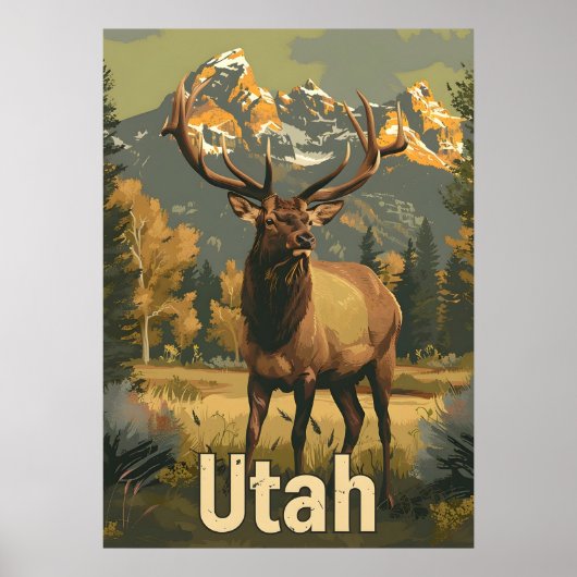Vintag Utah Elk Poster (Vorne)