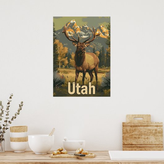 Vintag Utah Elk Poster (Küche)
