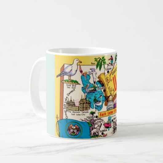 Vintag Utah Map Kaffeetasse (Vorderseite Links)