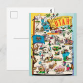 Vintag Utah Map Postkarte (Vorne/Hinten)