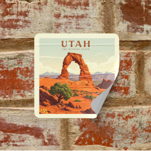 Vintag Utah Quadratischer Aufkleber