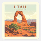 Vintag Utah Quadratischer Aufkleber (Vorderseite)