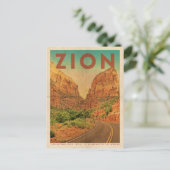 Vintag Utah Zion National Park Travel Postkarte (Stehend Vorderseite)