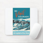 Vintag Vail Ski Poster Mousepad (Mit Mouse)